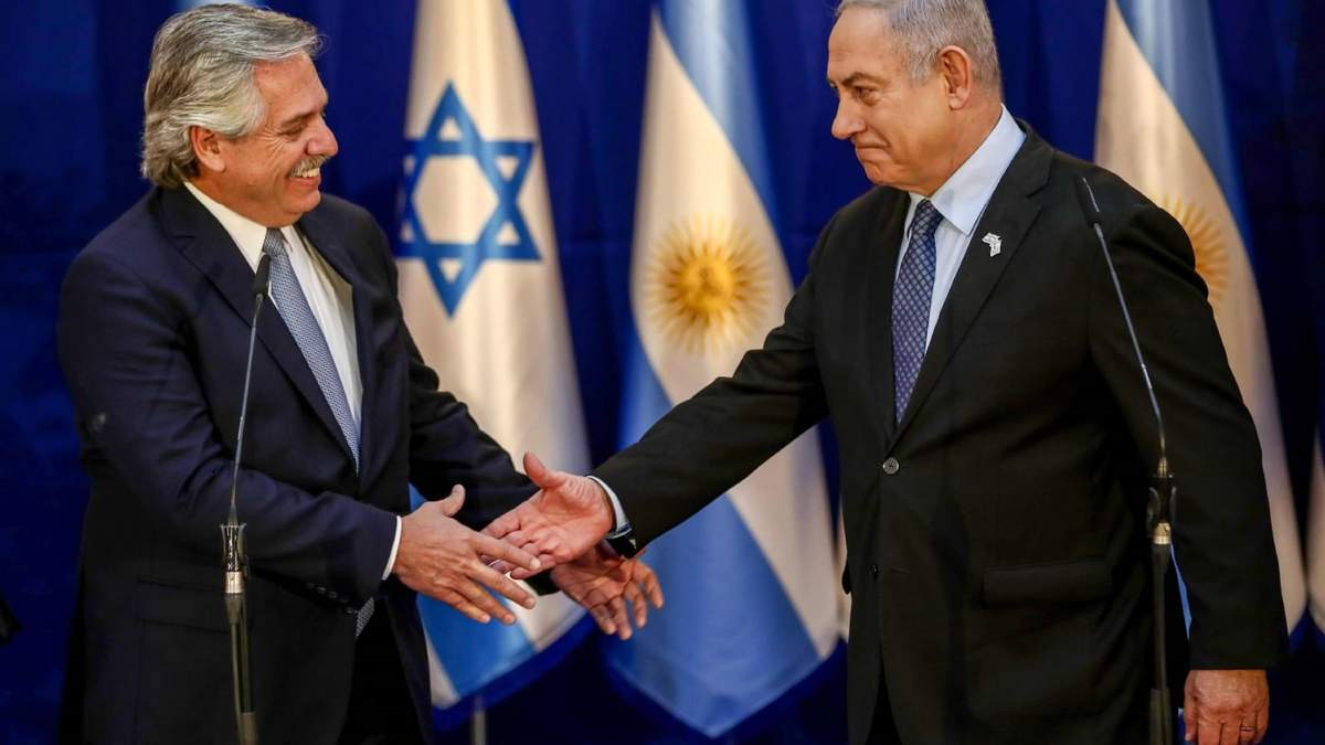 Alberto Fernández y Benjamin Netanyahu. Fuente: (Twitter)