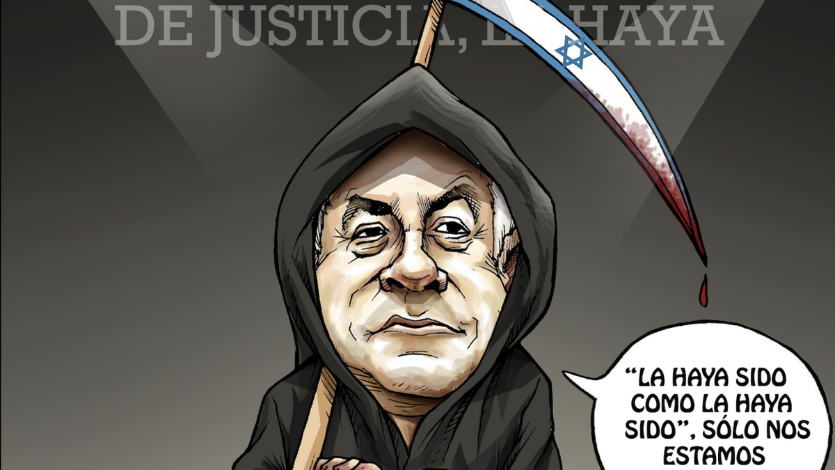 Vista previa de la caricatura "En la Corte por genocidio", de José Antonio Rodríguez