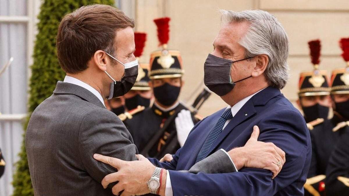 Alberto Fernández y Emmanuel Macron. Fuente: (Twitter)