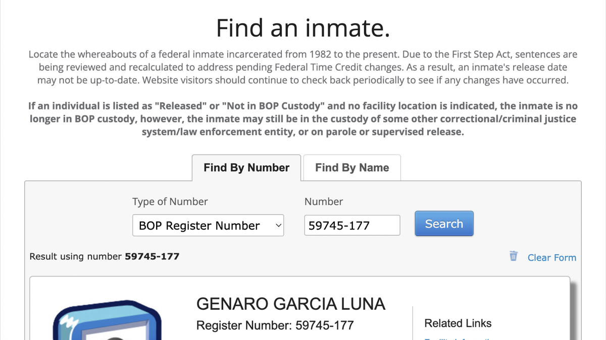 Registro de Genaro García Luna en el BOP