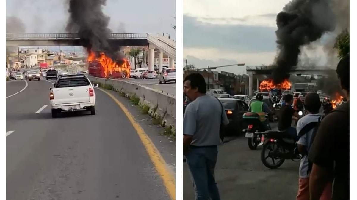 Incendio de vehículos por enfrentamiento de militares y CJNG