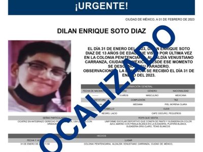 Dilan Enrique es hallado en inmediaciones de Bellas Artes tras ser reportado desaparecido