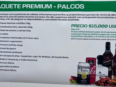 Palcohabientes del Estadio Azteca pagarán hasta 276 mil pesos por comida chatarra