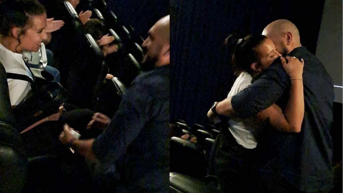 La propuesta de casamiento que terminó con un "Si" en medio del cine. Fuente: (Instagram)