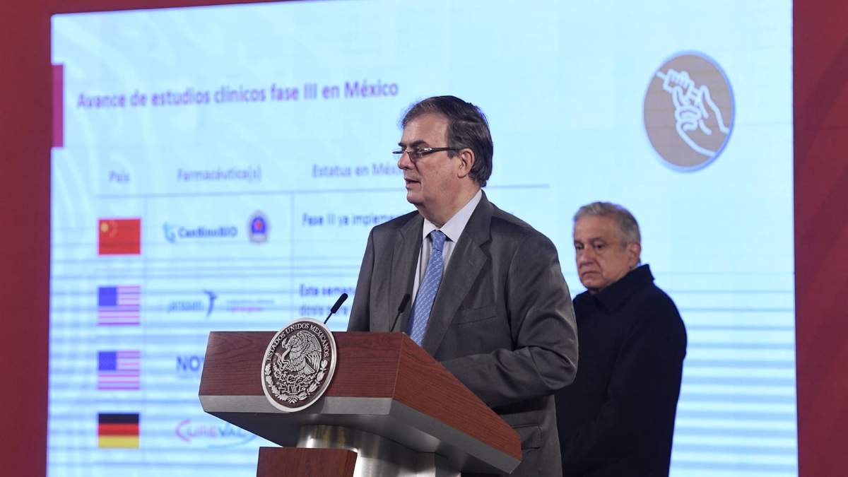 El canciller Marcelo Ebrard en la conferencia de prensa presidencial. Foto: Octavio Gómez