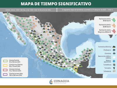 Lluvias fuertes e intensas azotarán el martes a más de la mitad del país