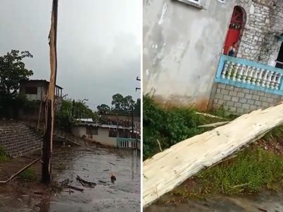 Rayo impacta y destruye poste de Voladores de Papantla en Puebla (Video)
