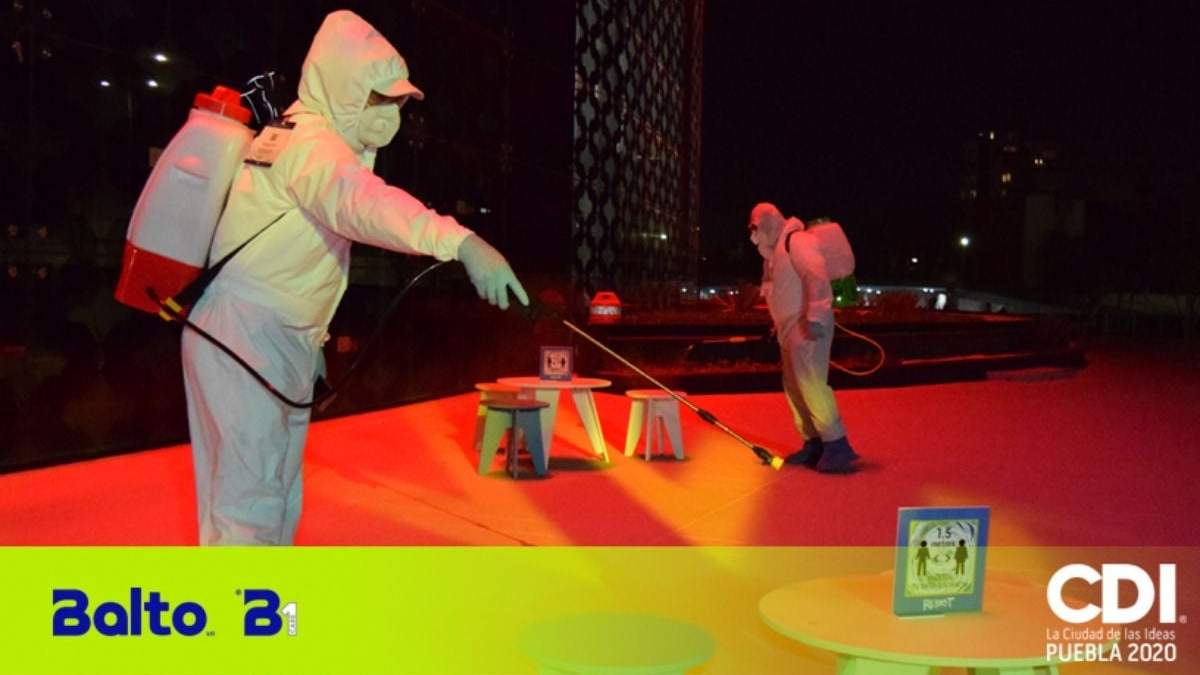 Desinfección del foro del Festival de la Ciudad de las Ideas