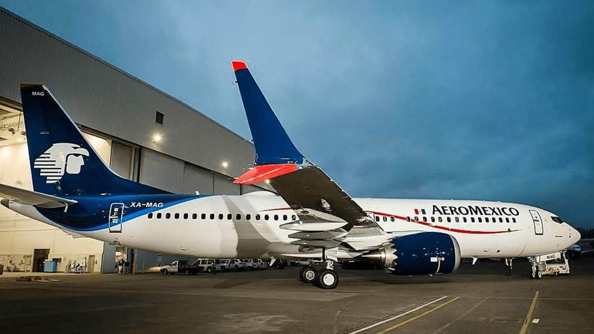 El avión de Aeroméxico que trasladó el material médico. Fuente: (Twitter)