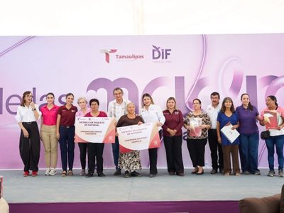 Día de las Madres en Tamaulipas: Américo Villarreal y María de Villarreal llevan apoyos a Abasolo