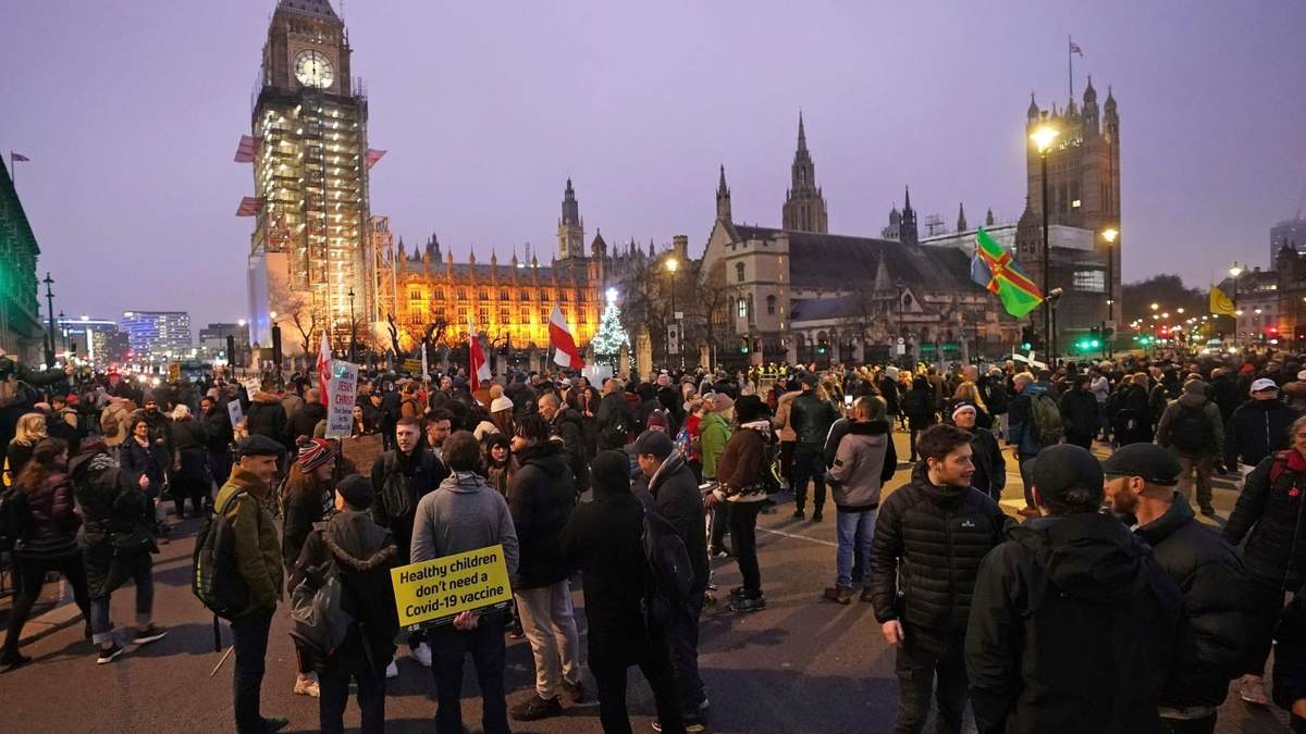 Manifestación de antivacunas en Londres