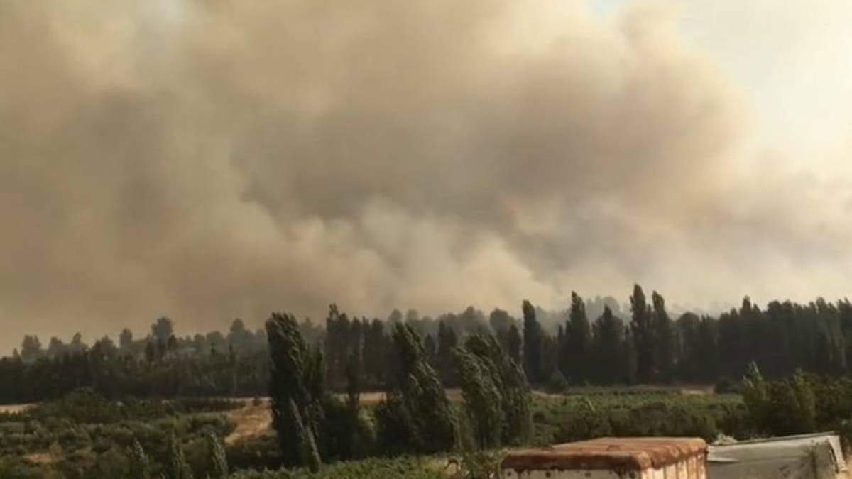 Incendio en Quillón, en la región de Ñuble, Chile