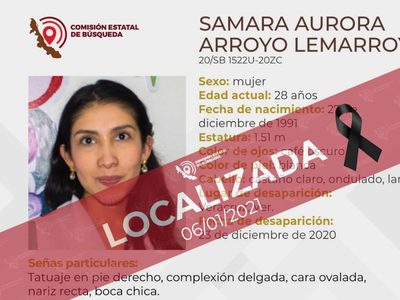 Hallan muerta a nutrióloga del IMSS desaparecida en Veracruz