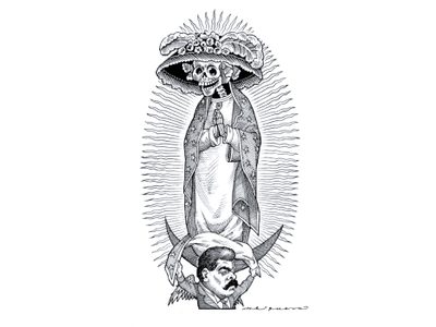 Exigen retirar imagen de la guadalupana con la cara de "La Catrina"