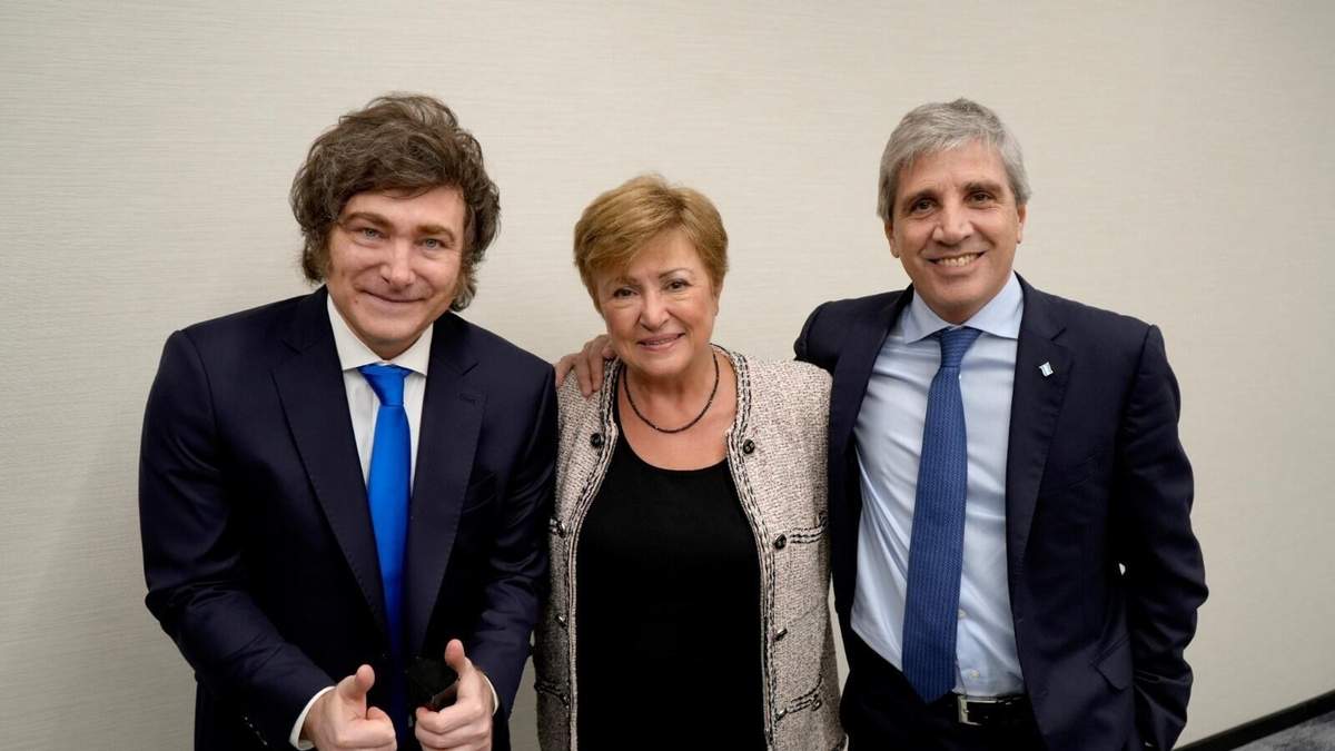 Javier Milei, Kristalina Georgieva y Luis Caputo. Fuente: (Instagram)