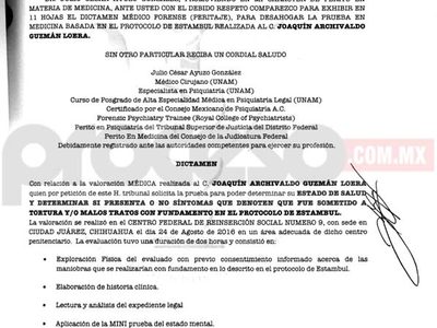 Aplican a "El Chapo" el Protocolo de Estambul; presenta síntomas de 'malos tratos”