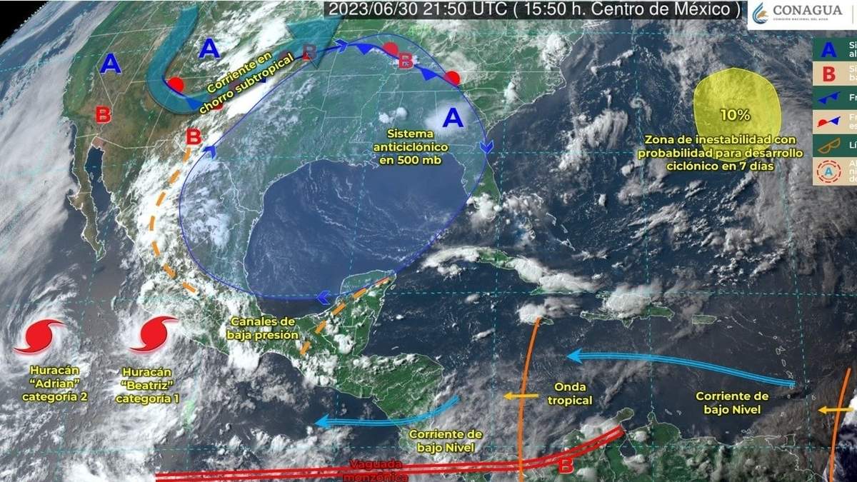 La ubicación del huracán "Beatriz"