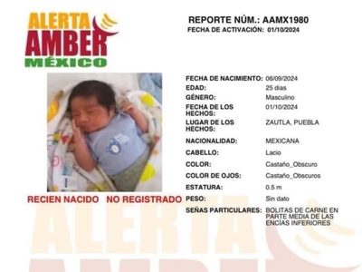 Comando ingresa a una casa y rapta a un bebé de 20 días de nacido en Zautla, Puebla