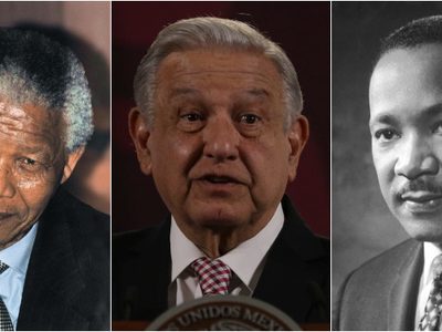 Sheinbaum compara a AMLO con Nelson Mandela y Martin Luther King durante mitin en SLP