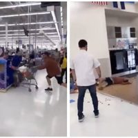 Empleado de Walmart  noquea a un cliente que lo agredió y escupió (Video)