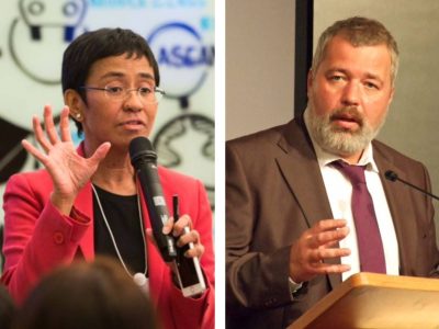 Otorgan a los periodistas Maria Ressa, de Filipinas, y Dimitri Muratov, de Rusia, el Nobel de la Paz