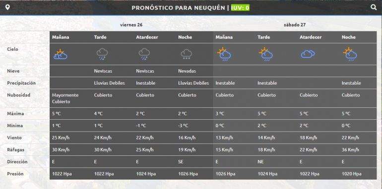 Nieva en Neuquén Capital