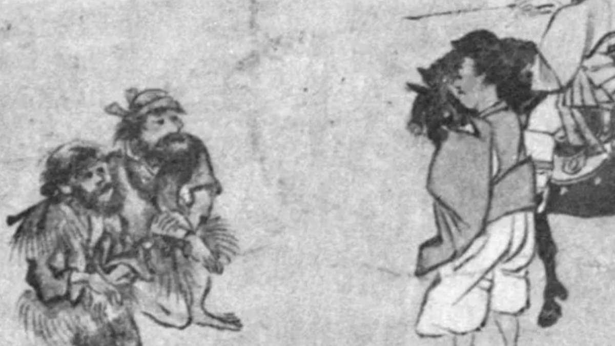 Emishi rindiendo homenaje al Príncipe Shotoku, datado en 1324