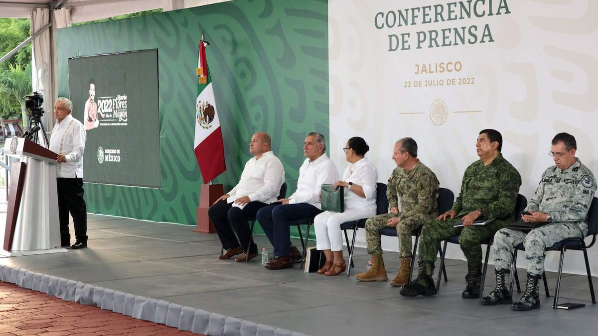 López Obrador, el gobernador de Jalisco, el secretario de Gobernación y el gabinete de seguridad