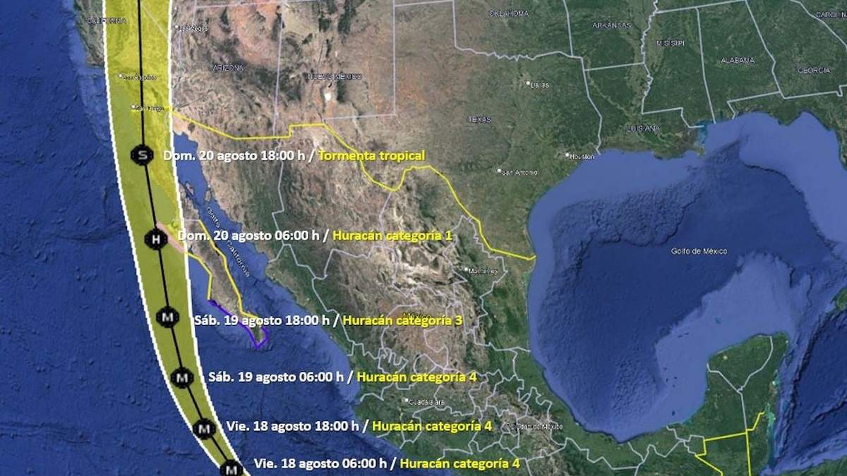 El huracán se dirige se ubicó a unos 685 kilómetros al sur de Los Cabos