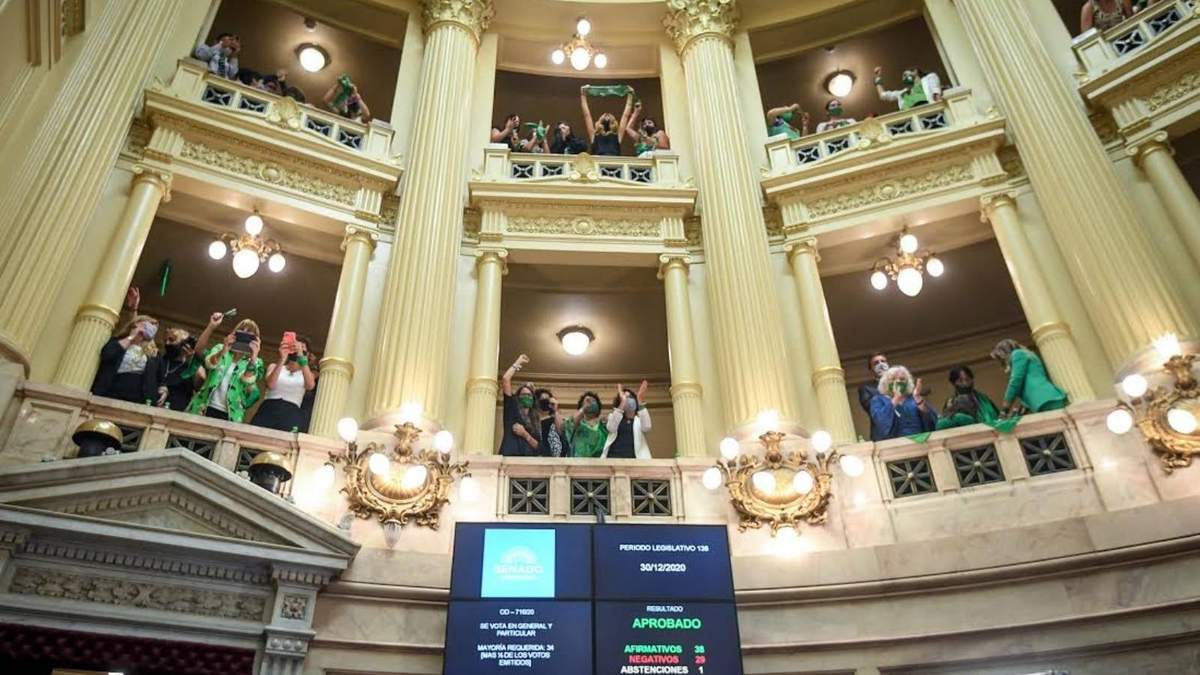 Simpatizantes del proyecto en el momento de la votación