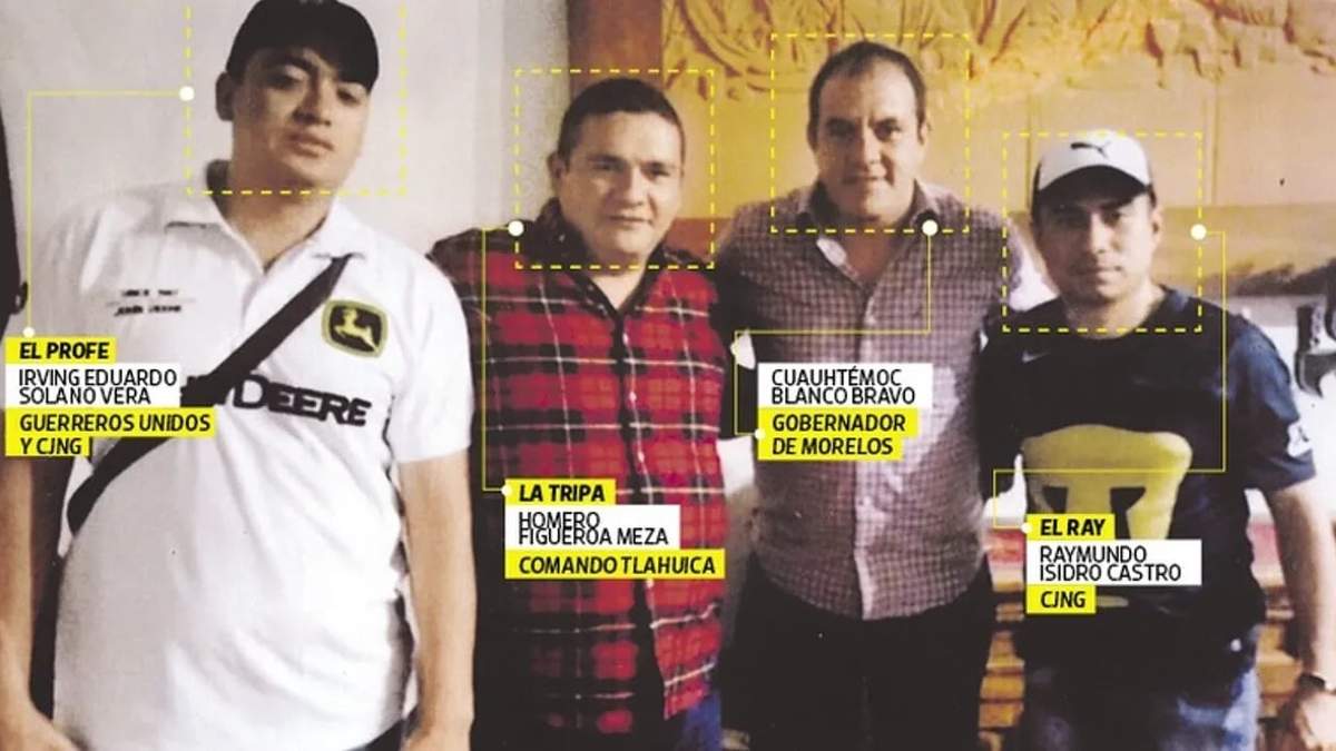En una imagen de archivo que data de enero de 2022, el entonces gobernador de Morelos, Cuauhtémoc Blanco, aparece con señalados de pertenecer al crimen organizado