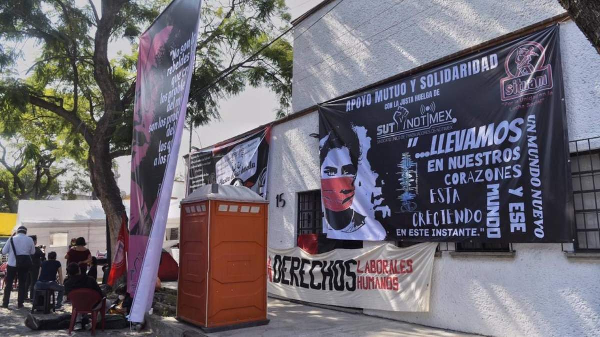 Campamento de trabajadores en la sede alterna