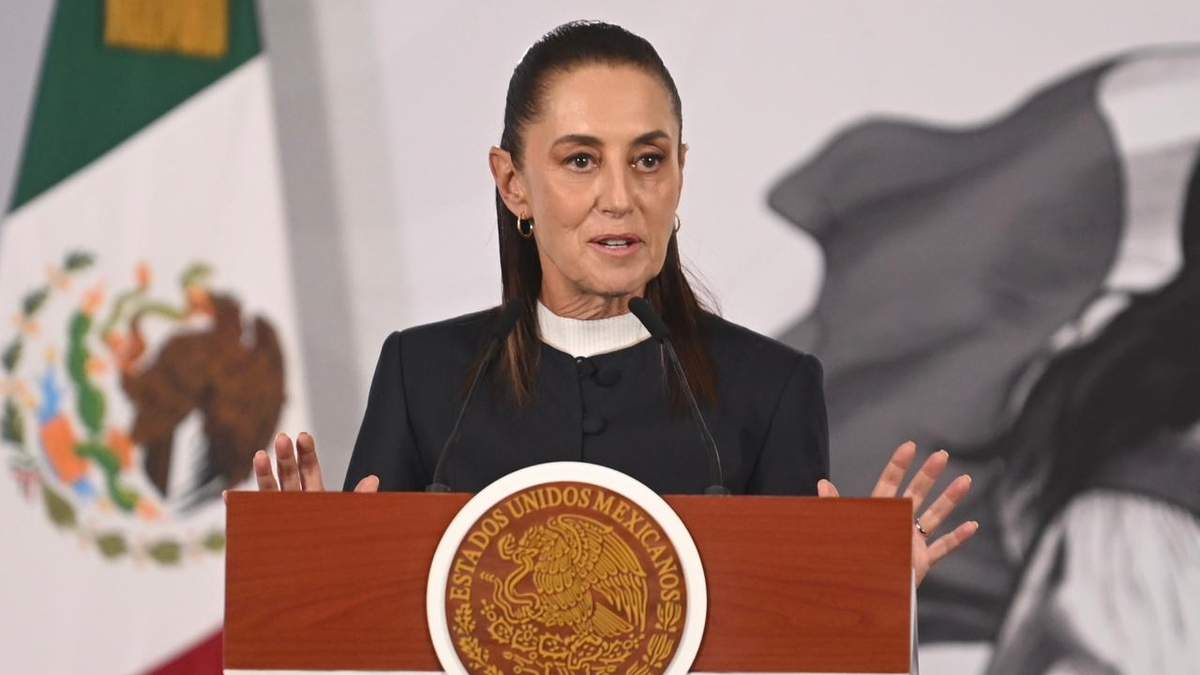 La presidenta Claudia Sheinbaum en la conferencia matutina de Palacio Nacional, el martes 26 de mayo de 2026