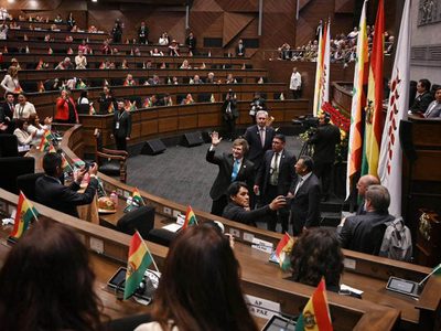 Milei fue ovacionado en el Congreso boliviano y acaparó la atención
