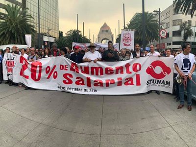 Con marcha, el STUNAM exige aumento y retabulación salarial de 20%