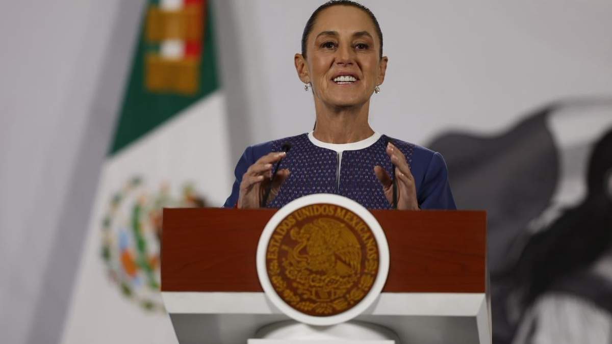 La presidenta duranta la conferencia de prensa en Palacio Nacional