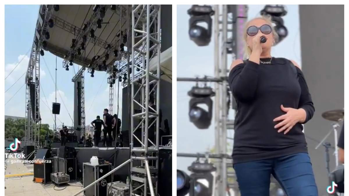 Alicia Villarreal en la prueba de sonido poco antes del desplome del escenario