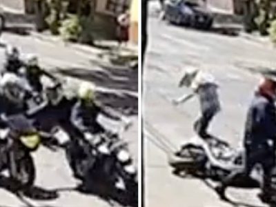 Motociclistas roban cinco mil euros a una persona que salió del AICM; fueron detenidos (Video)