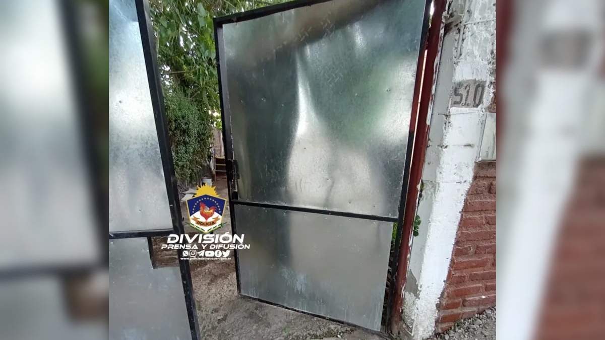 Los sujetos forcejeaban un portón con intenciones de ingresar a una casa y robar. Fuente: (Prensa Policía)