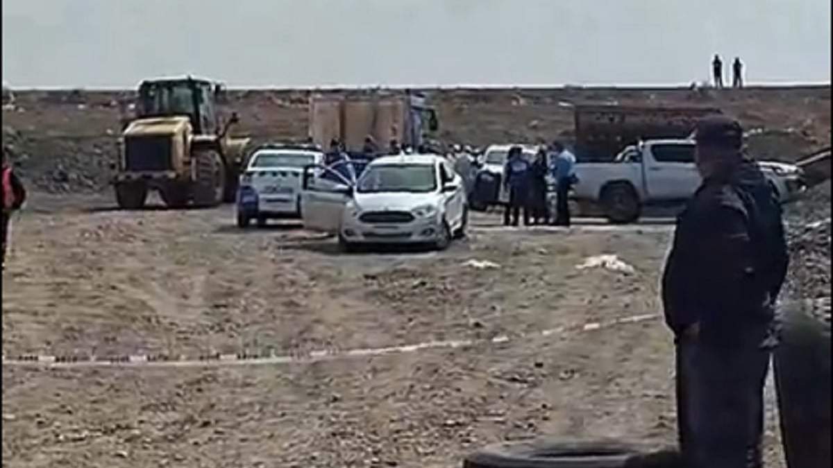 Policía y fiscalía en ca cantera donde fue hallado el cadáver. Fuente (captura de video LU19)