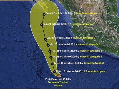 Se forma la tormenta tropical Norma; podría llegar como huracán categoría 2 a Los Cabos