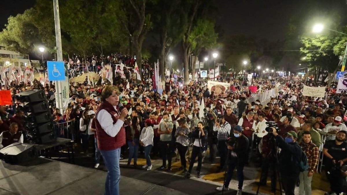 La morenista Delfina Gómez en un acto en Ecatepec