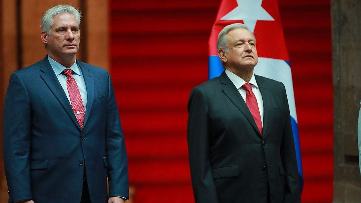 El presidente de Cuba, Miguel Díaz Canel (izquierda), y su par mexicano, Andrés Manuel López Obrador (derecha). Fuente: (Twitter)