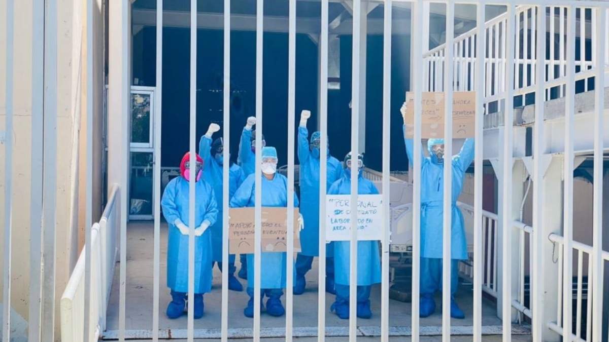 Protesta de trabajadores de la salud en Oaxaca