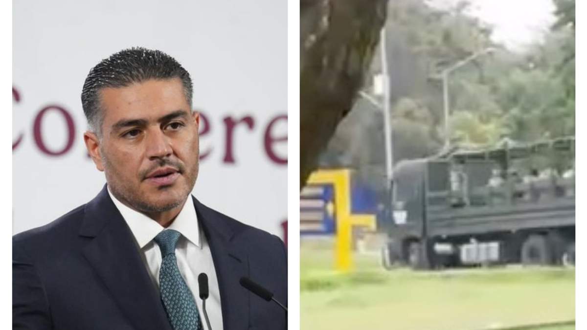 El Secretario de Seguridad, Omar García Harfuch y camión del Ejército en CU