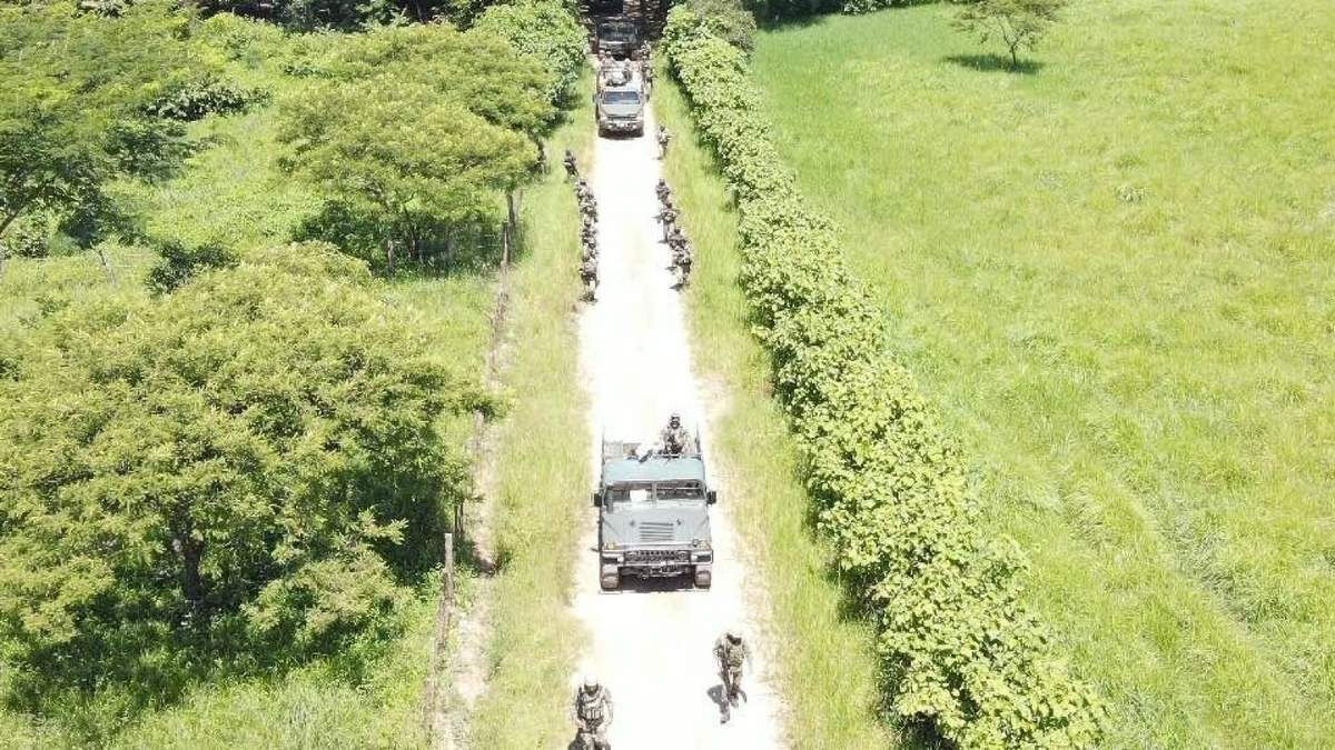 Despliegue de Ejército y Guardia Nacional en la comunidad de Nueva Morelia, municipio de Chicomuselo, en julio de 2024