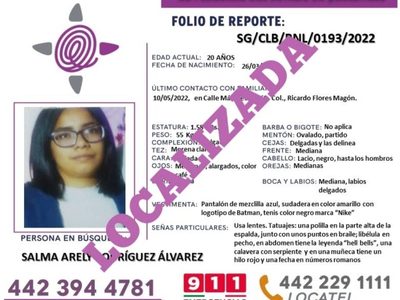 Salma Arely, reportada desaparecida, es hallada sin vida cerca del parque Querétaro 2000