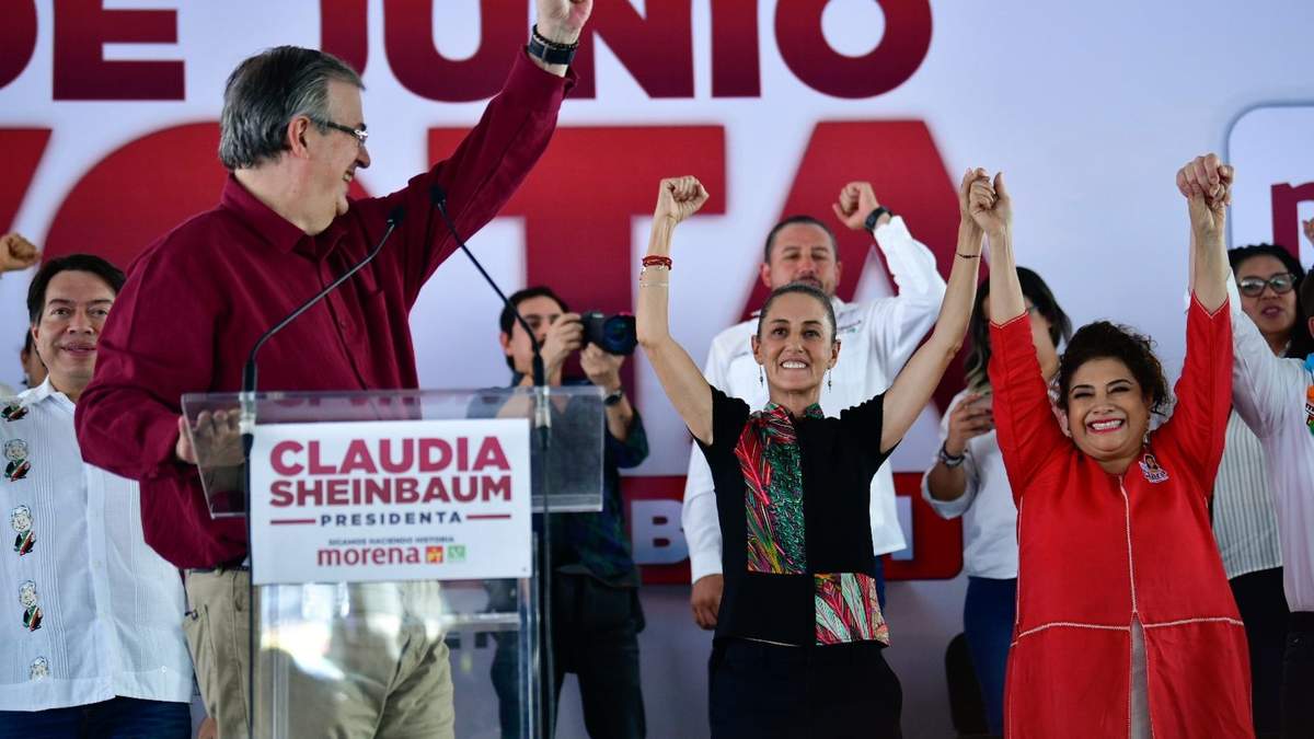 Marcelo Ebrard, Claudia Sheinbaum y Clara Brugada en la CDMX