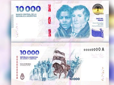 El Banco Central confirmó que desde hoy comienza a circular el billete de $10.000