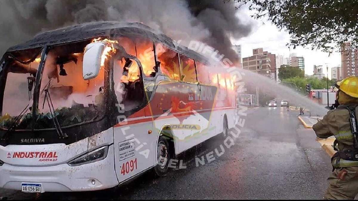 El combate contra las llamas por parte de Bomberos de la Policía de Neuquén. Fuente: (Policía de Neuquén)